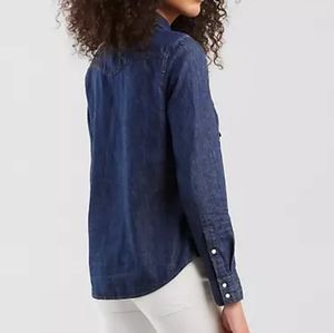 Levi denim shirt, dark wash, pearl snaps